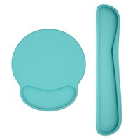 Repose-poignets ergonomique et tapis de souris en gel bleu-vert motif dessin animé, avec mousse à mémoire de forme et base en caoutchouc, couleur personnalisable, en stock