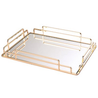 Plateau en verre de style européen transfrontalier, luxe léger, plateau de table basse de salon, plateau à thé électroplaqué effet miroir, décoratif