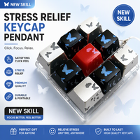 Porte-clés testeur de commutateur de clavier mécanique translucide Butterfly 9 Grid Keycap