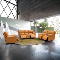 Juego de sofá de almacenamiento reclinable eléctrico en forma de L muebles de lujo sala de estar turco 100% sofá curvo de cuero genuino