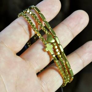 Luxe Unisexe Croix Coeur Bijoux Bracelet Hématite Pierre Or Bracelet - Product Image 6