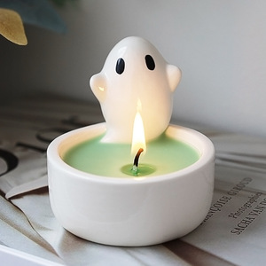 Ceramic Ghost <b>Candle</b> <b>Holder</b> Nordic Cartoon Tea Light Jar Halloween Table Decor Home Decor - Product Image 3