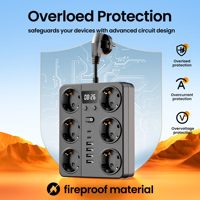 Multiprise standard européenne avec protection contre les surtensions ignifuge, câble flexible, 6 prises AC, 4 USB, 2 Type-C pour la maison