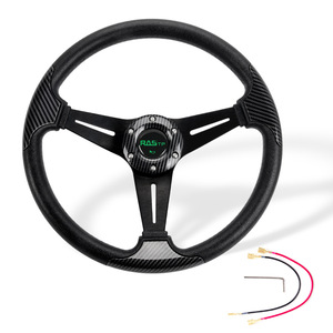 Volant de course 345 mm en PU, 3 branches, motif fibre de carbone pour amélioration des performances automobiles - Product Image 3