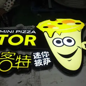 Papan Nama Toko Pizza Kustom Led Tanda Bisnis Papan Kotak Lampu Restoran Luar Ruangan