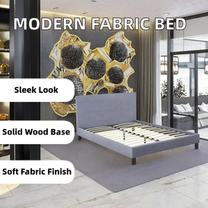 Cama Elegante Minimalista HONGLIN HL-F12, Tapizada en Tela, con Estructura de Madera Contrachapada, Tamaño <span class=keywords><strong>Queen</strong></span>, Ecológica - Product Image 4