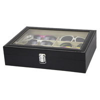 Stock luxe en cuir PU 8 lunettes boîte de rangement pour lunettes lunettes de soleil accessoires présentoir boîte cadeau boîte réutilisable