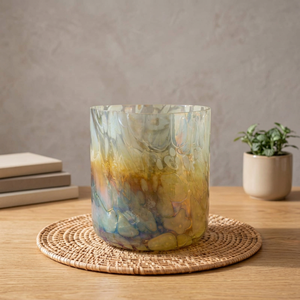 <b>Vintage</b> <b>Tie</b> Dye Glass Candle Jar Decorative Candle Holder Party Centerpiece for Home Decor - Product Image 3