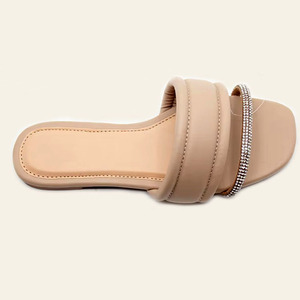 2025 estate nuove scarpe Casual da donna Diamond flat Beach pantofole da donna molto semplici in puro colore con suola morbida - Product Image 3