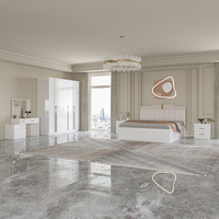 Ensemble de chambre à coucher au prix de gros, style nordique, lit queen size, meubles, surface haute brillance, armoire blanche, ensemble de chambre à coucher complet