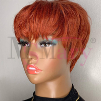 Perruques Économiques en Cheveux Naturels 100% Humains, Fabriquées à la Machine, Coupe Courte Pixie, Super Double Drawn, Cheveux Bruts Vietnamiens, pour Femmes Noires