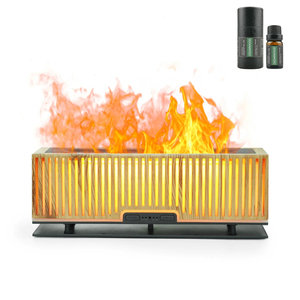 Difusor de aire de aceite aromático simulado de volcán de mármol personalizado, humidificador de pulverización portátil de fuego 3D, lámpara de Noche de Ambiente de 2 colores - Product Image 1