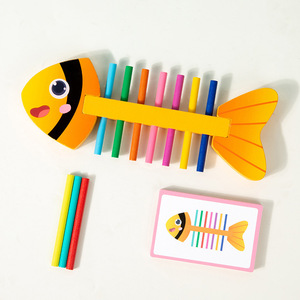 มอนเตสซอรี่ของเล่นไม้สำหรับการศึกษาการจำแนกการจำแนกสีลายก้างปลาเกมจับคู่ - Product Image 6
