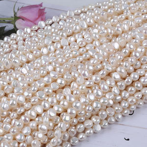 Perles d'eau douce naturelles baroques 6-7 mm, double face, trou latéral, forte brillance, particules de perles dispersées pour le bricolage - Product Image 3