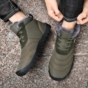 Men Winter Snow Boots Ankle High Round Toe Synthetic Upper Plush Lining Rubber Outsole Anti Slippery Warm Outdoor Hiking Shoes - Product Image 2