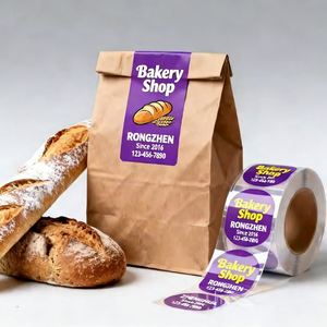RONGZHEN Bakery Shop Round Self-Adhesive Labels Eco-Friendly Oil Proof Heat Resistant Waterproof BOPP Roll for Food Packaging - Product Image 1