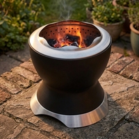 Barbecue portable d'extérieur 2-en-1 robuste en acier inoxydable noir pour table, foyer à bois et mini-grill Asado