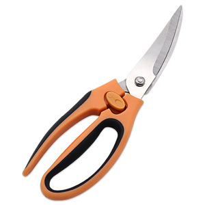 Yangjiang <b>Kitchen</b> <b>Scissors</b> Stainless Steel Orange Black Handle Household Use Elbow Shape Bulk Specification - Product Image 1