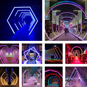 Accessoires de mariage lisses passerelle allée conception géométrique temps Tunnel toile de fond support lumière LED Tunnel cadre arc - Product Image 5