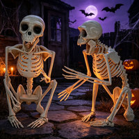 Figurine squelette de singe articulée d'Halloween, modèle d'os de primate flexible, accessoire effrayant pour décoration de cimetière, jardin ou maison hantée