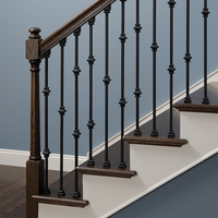 Moderne Design-Stil Schwarze Innentreppengeländer aus Schmiedeeisen mit Aluminiumflansch