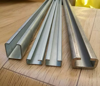 Rail de guidage en acier galvanisé en forme de C, robuste, pour porte coulissante avec support triangulaire