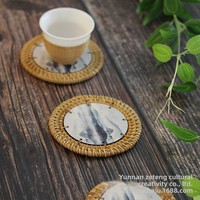 Sous-verre classique vietnamien en bambou tressé à la main, tapis de théière, support de tasse, isolant thermique, 9 cm, accessoire de service à thé