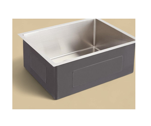 Évier de cuisine de style farmhouse en acier inoxydable massif de qualité supérieure, avec façade frontale, surface martelée ou brossée faite à la main, cuve profonde - Product Image 1