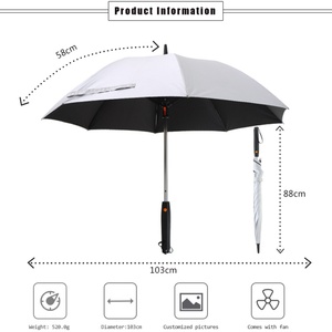 23 Inches Straight UV Blocking <b>Umbrella</b> with Fan and Mist Spray with Fan and Mister <b>Umbrella</b> for Summer Outdoor Activities - Product Image 2