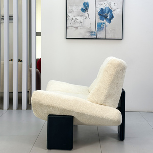 Chaise de loisirs à cadre en bois de frêne avec tissu en coton et lin Chaise de salon moderne pour bureau à domicile et chambre à coucher Utilisation polyvalente - Product Image 2