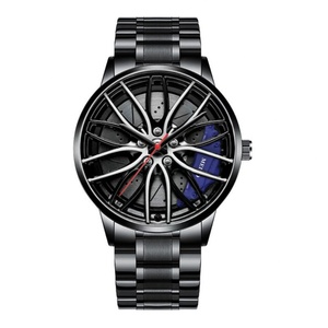 Reloj deportivo para hombre con esfera de pinza de freno y brazalete de metal negro - Product Image 5