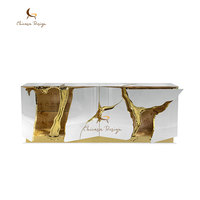 Table console en bois et acier inoxydable doré de style italien haut de gamme moderne et luxueux
