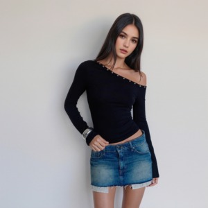 Nuova Moda Estiva: T-shirt Sexy con Spalle Scoperte, Personalizzabile, Aderente, Stile Y2K, <span class=keywords><strong>Abbigliamento</strong></span> Femminile - Product Image 2