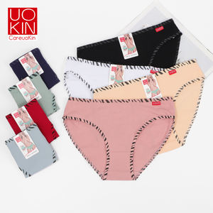 UOKIN Intimo Sexy da Donna, Mutandine in Cotone a Coste a Vita Media, Tinta Unita, Confezione da 12 Pezzi - Product Image 1