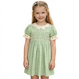 Green Gingham Dress - Girls Knee-Length Plaid Summer Style