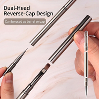 Ensemble de 6 pinceaux à double tête pour nail art avec manche métallique, poils en nylon, pour gel, dessin de lignes, peinture florale et dégradé