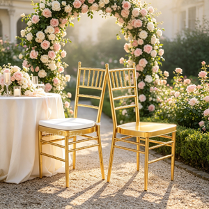 Sillas Chiavari Metálicas Apilables Blancas y Doradas Sinoperfect, Sillas Tiffany para Bodas, Sillas al por Mayor para Eventos y Banquetes - Product Image 5