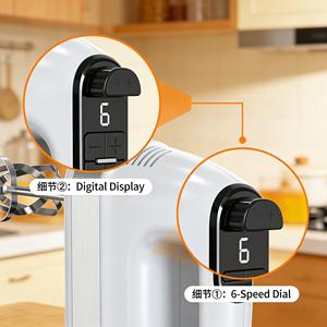 Batidora de Huevos Eléctrica de Mano Cuisinart, 150-200W, Pantalla Digital, 6 Velocidades, con Botón de Expulsión de Batidores - Product Image 4