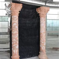 Colonnes de marbre rouge de coucher de soleil naturel personnalisé colonnes de pilier romain de pierre décorative extérieure à vendre