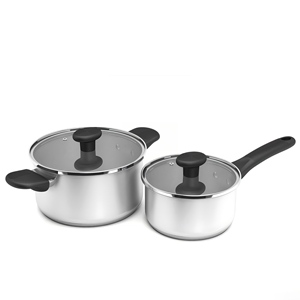 Ensemble de casseroles en acier inoxydable de haute qualité avec couvercle en verre, compatible induction, vente directe d'usine - Product Image 1
