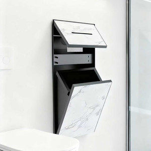 <span class=keywords><strong>Nicho</strong></span> Moderno de Metal de Acero Inoxidable para Pared de <span class=keywords><strong>Ducha</strong></span>, Decoración del Hogar, Baño, con Portarrollos de Papel Higiénico Oculto y Papelera - Product Image 2