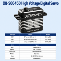 XQ-POWER XQ-S8045D Servo numérique sans noyau haute tension étanche 48kg-cm pour voiture RC à l'échelle 1/5, direction de drone et mécanisme de largage