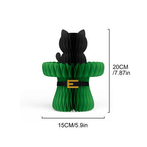 Decoración de Papel de Panal 3D de Gato Negro con Sombrero de Duende y Juego de Jarra de Cerveza para el Día de San Patricio, Pascua, Fiestas de <span class=keywords><strong>Pub</strong></span> y Exhibición de la Suerte - Product Image 5