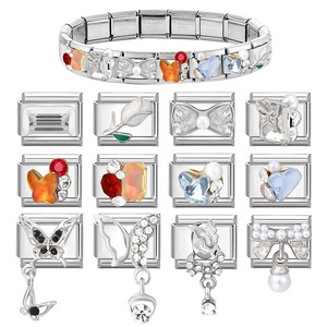 Handmade Italian Modular Charms DIY Accessories Enamel Elastic Stainless Steel Jewelry Bracelets Fashionable Charms for Women - Product Image 2