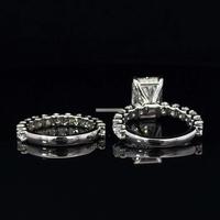 Anillo de Compromiso con Diamante Cultivado en Laboratorio, Corte Radiante, Certificado IGI, 1-4CT, Color D, VVS1-VVS2, Oro Sólido de 14K, con Piedras Laterales, Joyería de Boda