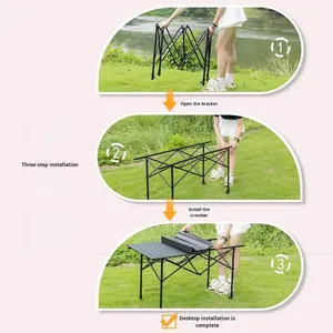 Explorer açık tam ekipman taşınabilir Metal kamp masası ve sandalye taşınabilir yumurta rulo piknik masa ve sandalye seti - Product Image 4