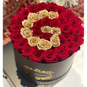 صندوق زهور فاخر من الورود المحفوظة مدى الحياة بسعر الجملة وردة في صندوق هدايا فاخر