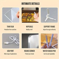 Chic cadeau réinscriptible blanc bricolage Led veilleuse avec babillard acrylique Abs alimentation enfichable pour chambre créatif 3d stylo