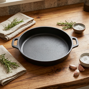Cast Iron Round Baking <b>Pan</b> PFOA Free Oven Safe No Coating For Home Kitchen Use - Product Image 1