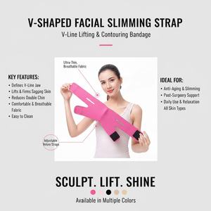 Bandeau de lifting facial professionnel super élastique - Conception ultra-fine réutilisable pour la réduction du double menton et l'amincissement du visage Rose - Product Image 6
